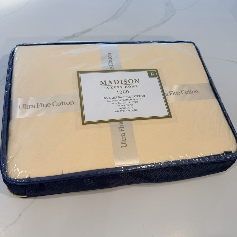 New 1000 Thread Count Madison Luxury Home Full Sheet Set Off White Cream Cotten